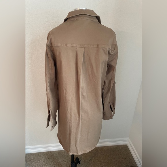 Michael Stars M Eleanor Tan Roll Tab Sleeve Twill A-line Shift Shirt Dress - Picture 2 of 4